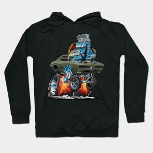 Classic American Muscle Car Hot Rod Cartoon Vector Illustration Hoodie